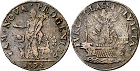 Antiguos Países Bajos. 1572. Felipe II. Tesorería desconocida. Nacimiento del infante don Fernando. Jetón. (Dugniolle 2560) (Mitchiner 2393) (V.Q. 136...