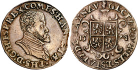 Antiguos Países Bajos. 1574. Felipe II. Amberes. Cámara de Cuentas de Hainaut. Jetón. (Dugniolle 2638). Ex Jean Elsen & ses Fils 15/09/2007, nº 2068. ...