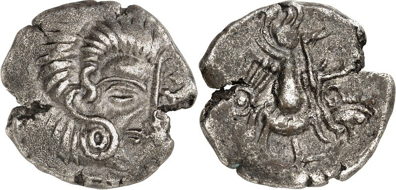 GALLIEN. 
CORIOSOLITES (in Aremorica). 
Bi-Stater 5,81g. Kopf des Apollon Bell...