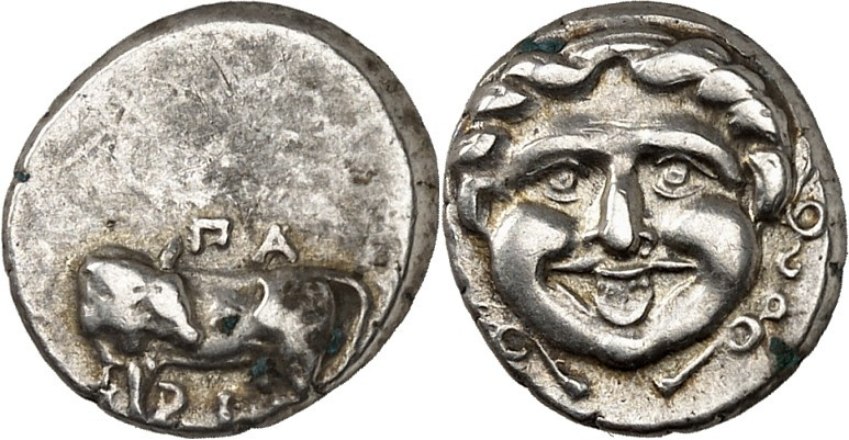 MYSIEN. 
STÄDTE. 
PARION (Kemér). Triobolon (386/300 v.Chr.) 2,36g. Gorgoneion...