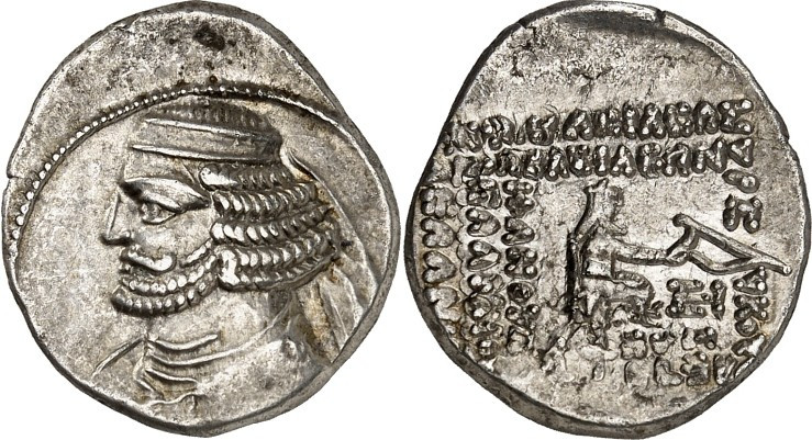 PARTHIEN. 
KÖNIGREICH. 
Orodes II. 57-38 v. Chr. Drachme 3,89g, Garnison von S...