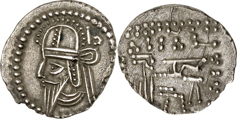 PARTHIEN. 
KÖNIGREICH. 
Vologases VI. 208-228. Drachme 19mm 3,52g, Ekbatana. K...