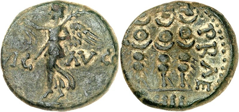 MAKEDONIEN. 
PHILIPPI, Colonia. 
anonym (41/68?). AE-Quadrans 18/17mm 4,42g. V...