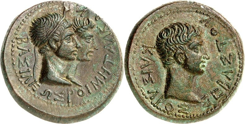 THRAKIEN. 
KLIENTEL-KÖNIGREICH. 
Rhoimetalkes I. mit Augustus 11 v. Chr. -12 n...