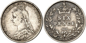 GROSSBRITANNIEN. Victoria 1837-1901. Sixpence 1889 Jubilee bust. KM&nbsp; 760, Sb.&nbsp; 3929. .