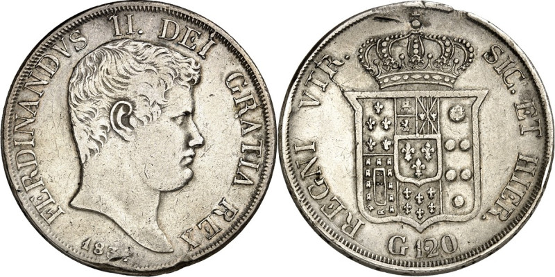 ITALIEN. 
NEAPEL & BEIDE SIZILIEN. 
Ferdinand II. 1830-1859. Piastra (120 Gran...