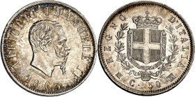ITALIEN. KÖNIGREICH  ITALIEN. Vittorio Emanuele II. 1861-1878. 50 Cent. 1863 M-BN Mailand. KM&nbsp; 4a.1. .