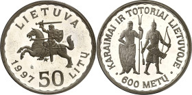 LITAUEN (LITHUANIA). Zweite Republik. 50 Litu 1997 Ag, 600 J. Tataren. KM&nbsp; 105. 23,3g , 925 fein.