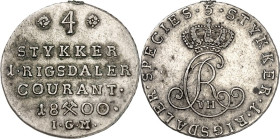 NORWEGEN. Christian VII. 1766-1808. 1/5 Speciedaler (=24 Skilling) 1800. ABH. 41, Hede&nbsp; 7B, KM&nbsp; 272. .