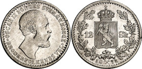 NORWEGEN. Oscar II. 1872-1905. 12 Skilling 1873. K/M. 339. .