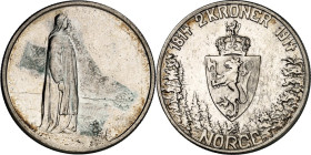 NORWEGEN. Haakon VII. 1905-1957. 2 Kroner 1914 Ag 100 J.Konstitution. KM&nbsp; 377. 800 fein.