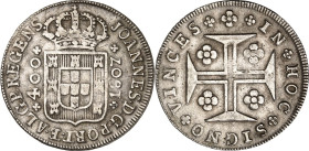 PORTUGAL. Joao VI. 1799-1816. 400 Reis 1807 Gekr. Wappen&nbsp;/ Fußkreuz. KM&nbsp; 331. .