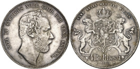 SCHWEDEN. KÖNIGREICH. Karl XV. 1859-1872. 4 Rigsdaler Rigsmont 1869. AAH&nbsp; 18. K-M.711.