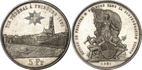 SCHWEIZ. Schützentaler. 5&nbsp;Franken 1881 Fribourg. HMZ&nbsp; 1343m, Dv.&nbsp; 389. .