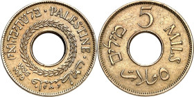 PALÄSTINA (Israel + Jordanien). 5 Mils 1935 Cu-Ni. KM&nbsp; 3. .