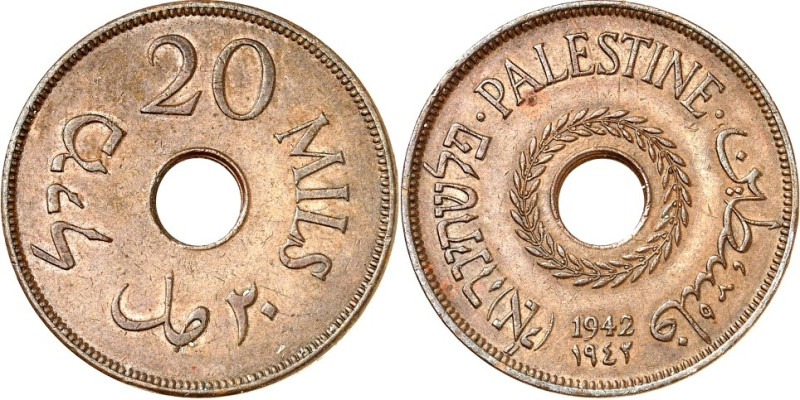 PALÄSTINA (Israel + Jordanien). 
5 Mils 1942 Bronze. KM&nbsp; 3a. . 

vz-St