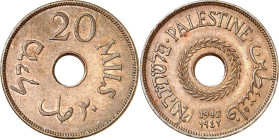 PALÄSTINA (Israel + Jordanien). 5 Mils 1942 Bronze. KM&nbsp; 3a. .