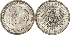 KAISERREICH. ANHALT, Herzogtum. 3 Mark 1914 Silberhochzeit. J. 24. .