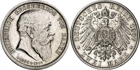 KAISERREICH. BADEN, Großherzogtum. 2 Mark 1907 Friedrich I., Tod. J. 36. .