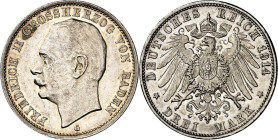 KAISERREICH. BADEN, Großherzogtum. 3 Mark 1914 Friedrich II. J. 39. .