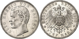 KAISERREICH. BAYERN, Königreich. 5 Mark 1908 Otto. J. 46. .