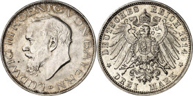 KAISERREICH. BAYERN, Königreich. 3 Mark 1914 Ludwig III. J. 52. .