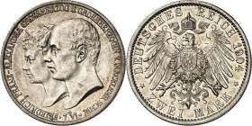 KAISERREICH. MECKLENBURG-SCHWERIN, Großherzogtum. 2 Mark 1904 Hochzeit. J. 86. .