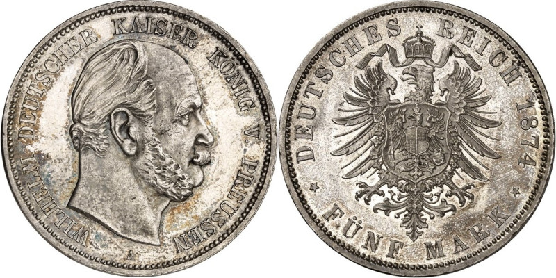 KAISERREICH. 
PREUSSEN, Königreich. 
5 Mark 1874A Wilhelm I. J. 97A. . 

vz/...