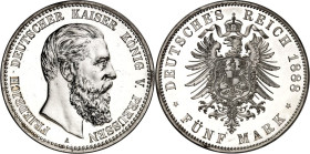 KAISERREICH. PREUSSEN, Königreich. 5 Mark 1888 Friedrich III. J. 99. .