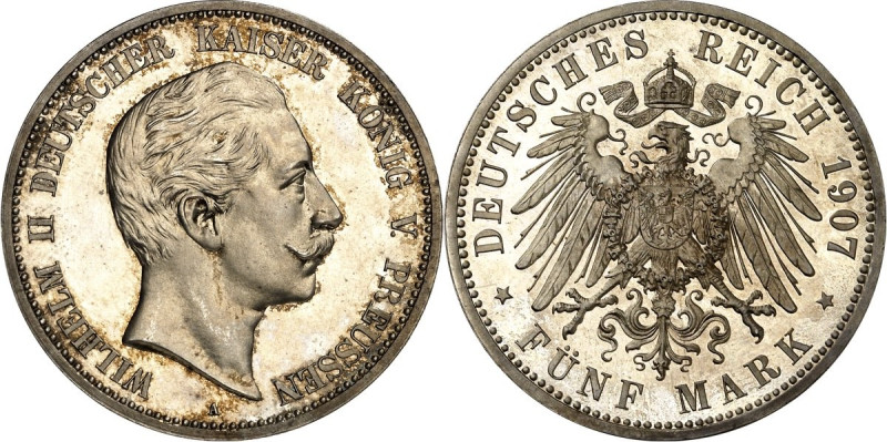 KAISERREICH. 
PREUSSEN, Königreich. 
5 Mark 1907. J. 104. . 

P.P.