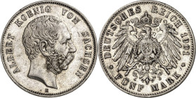 KAISERREICH. SACHSEN, Königreich. 5 Mark 1901 Albert. J. 125. .