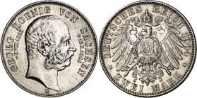 KAISERREICH. SACHSEN, Königreich. 2 Mark 1904 Georg, Tod. J. 132. .