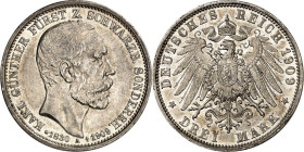 KAISERREICH. SCHWARZBURG-SONDERSHAUSEN, Fürstentum. 3 Mark 1909 Aussterben der Linie. J. 170. .