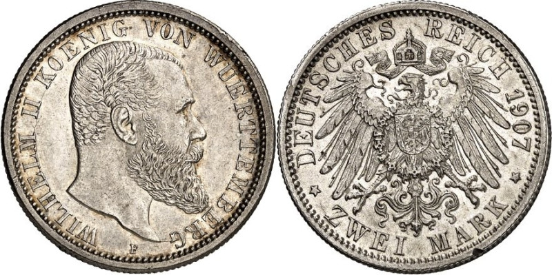 KAISERREICH. 
WÜRTTEMBERG, Königreich. 
2 Mark 1907 Wilhelm II. J. 174. . 

...