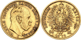 REICHSGOLD. PREUSSEN. 20 Mark 1873C Wilhelm I. J. 243. .