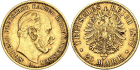 REICHSGOLD. PREUSSEN. 20 Mark 1877A Wilhelm I. J. 243. .