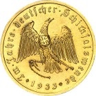MEDAILLEN  DRITTES REICH. PREUSS. STAATSMÜNZE 1933-45. Goldmedaille 1933 18 Karat Adler sprengt Ketten 22,7mm 6,52g. Schlumb. -. .