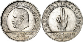 WEIMARER REPUBLIK. GEDENKMÜNZEN. 3 Reichsmark 1929G Verfassung. J. 340. .