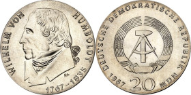 DDR. GEDENKMÜNZEN. 20 Mark 1967 Humboldt. J. 1520. .