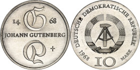 DDR. GEDENKMÜNZEN. 10 Mark 1968 Gutenberg. J. 1523. .