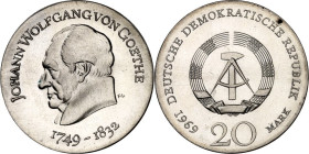 DDR. GEDENKMÜNZEN. 20 Mark 1969 Goethe. J. 1525. .