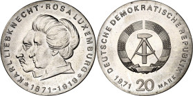 DDR. GEDENKMÜNZEN. 20 Mark 1971 Liebknecht/Lxbg. J. 1533. .