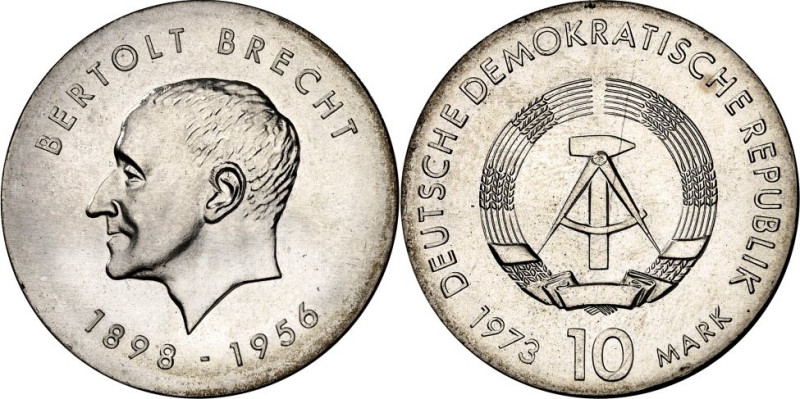 DDR. 
GEDENKMÜNZEN. 
10 Mark 1973 Brecht. J. 1544. . 

St