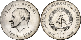 DDR. GEDENKMÜNZEN. 10 Mark 1973 Brecht. J. 1544. .