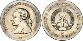 DDR. GEDENKMÜNZEN. 5 Mark Cu-Ni 1978 Klopstock. J. 1566. .