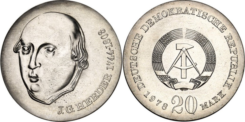 DDR. 
GEDENKMÜNZEN. 
20 Mark 1978 Herder. J. 1570. . 

St