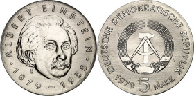 DDR. GEDENKMÜNZEN. 5 Mark Cu-Ni 1979 Einstein. J. 1572. .