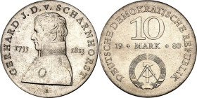 DDR. GEDENKMÜNZEN. 10 Mark 1980 Scharnhorst. J. 1577. .