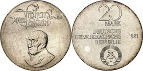DDR. GEDENKMÜNZEN. 20 Mark 1981 Frh. v. Stein. J. 1579. .
