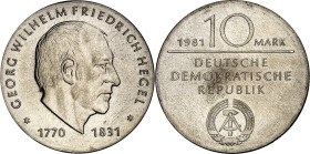 DDR. GEDENKMÜNZEN. 10 Mark 1981 Hegel. J. 1581. .